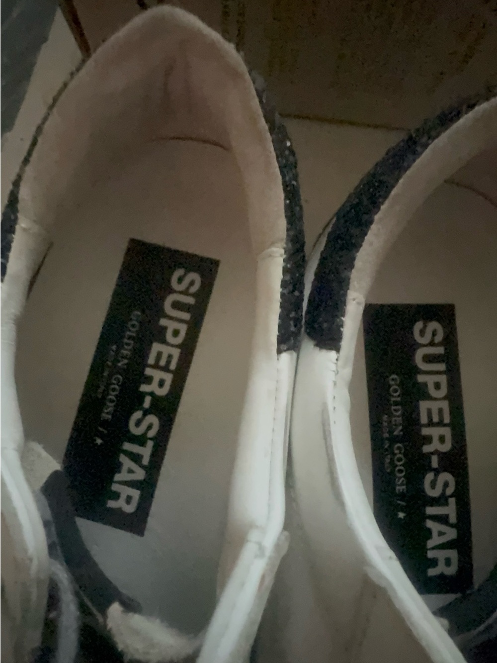 Golden Goose White Low-Top Sneakers with Gold Glitter Star - Picture 4 of 6